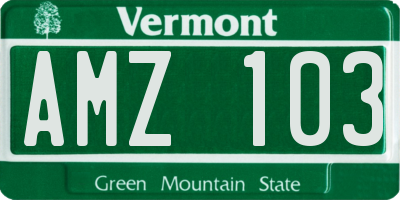VT license plate AMZ103