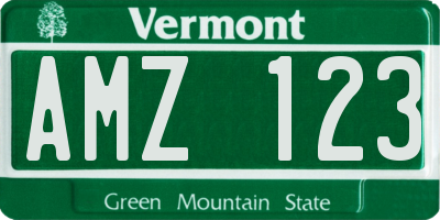 VT license plate AMZ123