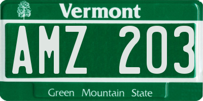 VT license plate AMZ203