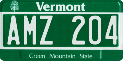 VT license plate AMZ204