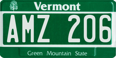 VT license plate AMZ206