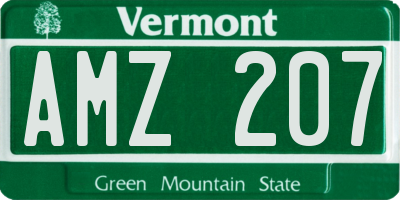 VT license plate AMZ207
