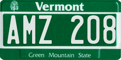 VT license plate AMZ208