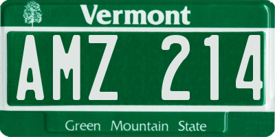 VT license plate AMZ214