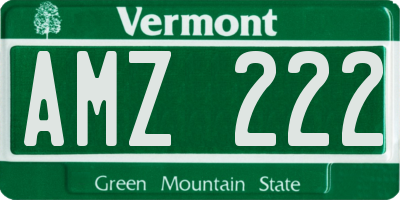 VT license plate AMZ222