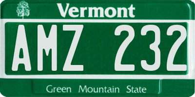 VT license plate AMZ232