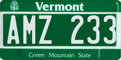 VT license plate AMZ233