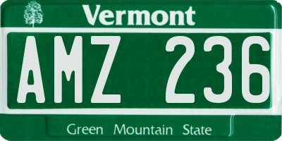 VT license plate AMZ236