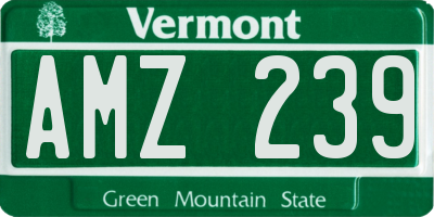 VT license plate AMZ239