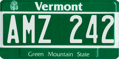 VT license plate AMZ242