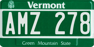VT license plate AMZ278