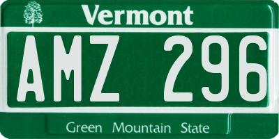 VT license plate AMZ296