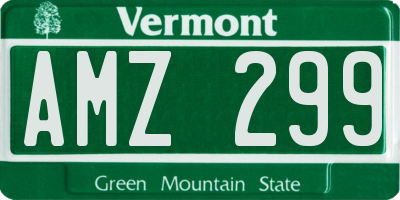 VT license plate AMZ299