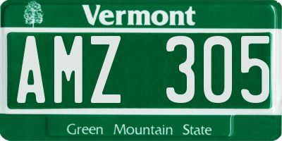 VT license plate AMZ305
