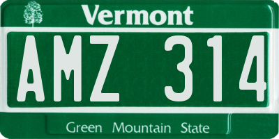 VT license plate AMZ314
