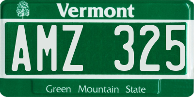 VT license plate AMZ325