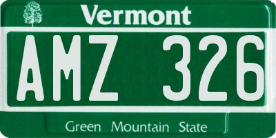 VT license plate AMZ326