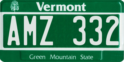 VT license plate AMZ332