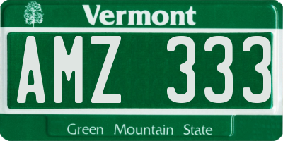 VT license plate AMZ333