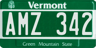 VT license plate AMZ342