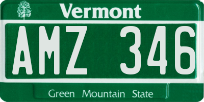 VT license plate AMZ346