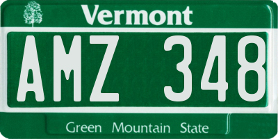 VT license plate AMZ348