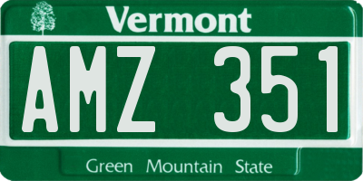 VT license plate AMZ351