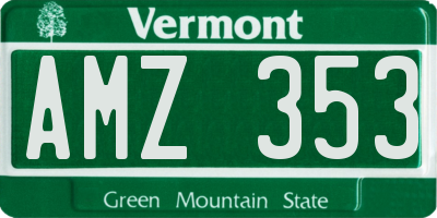 VT license plate AMZ353