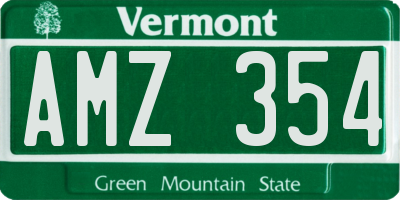VT license plate AMZ354