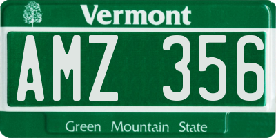 VT license plate AMZ356