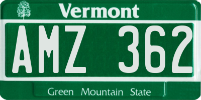 VT license plate AMZ362