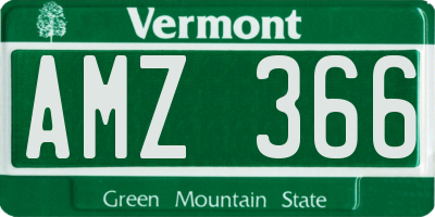 VT license plate AMZ366