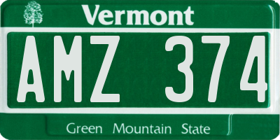 VT license plate AMZ374