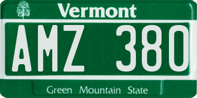 VT license plate AMZ380