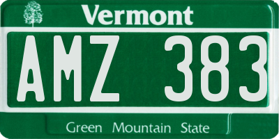 VT license plate AMZ383
