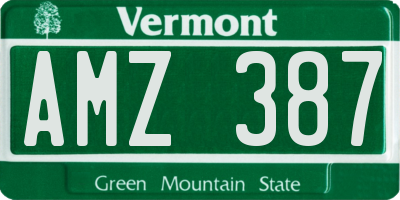 VT license plate AMZ387