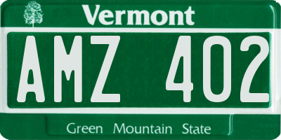 VT license plate AMZ402