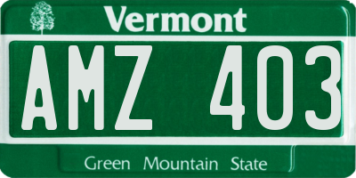 VT license plate AMZ403