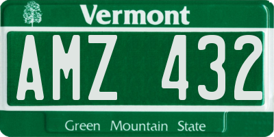 VT license plate AMZ432