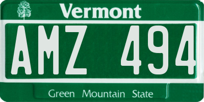 VT license plate AMZ494
