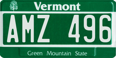 VT license plate AMZ496