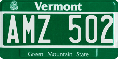 VT license plate AMZ502
