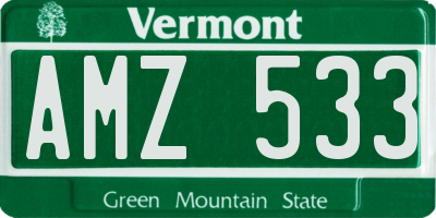 VT license plate AMZ533