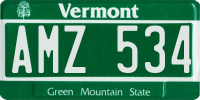 VT license plate AMZ534
