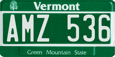VT license plate AMZ536