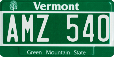 VT license plate AMZ540
