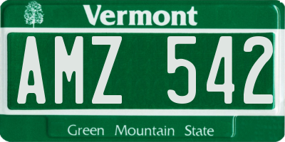 VT license plate AMZ542