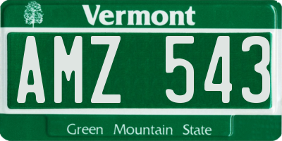 VT license plate AMZ543