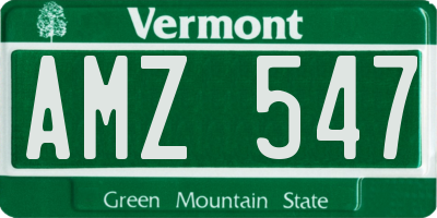 VT license plate AMZ547