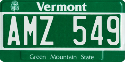 VT license plate AMZ549